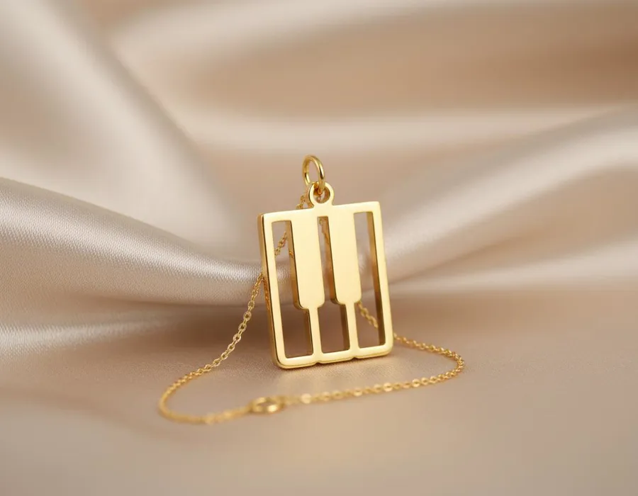 Piano Keys Necklace – Gold Plated Musical Pendant for Music Lovers