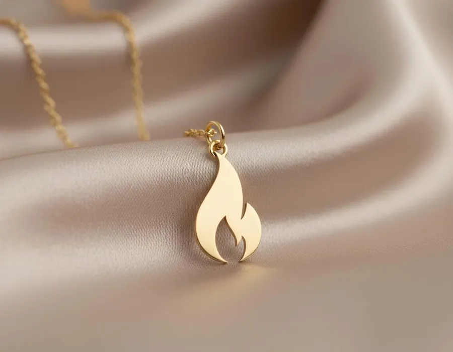 Flame Pendant Necklace in 925 Sterling Silver, Gold or Rose Gold