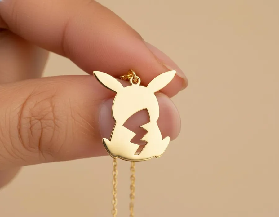 Pikachu Necklace in Gold Plating – Cute Character Pendant